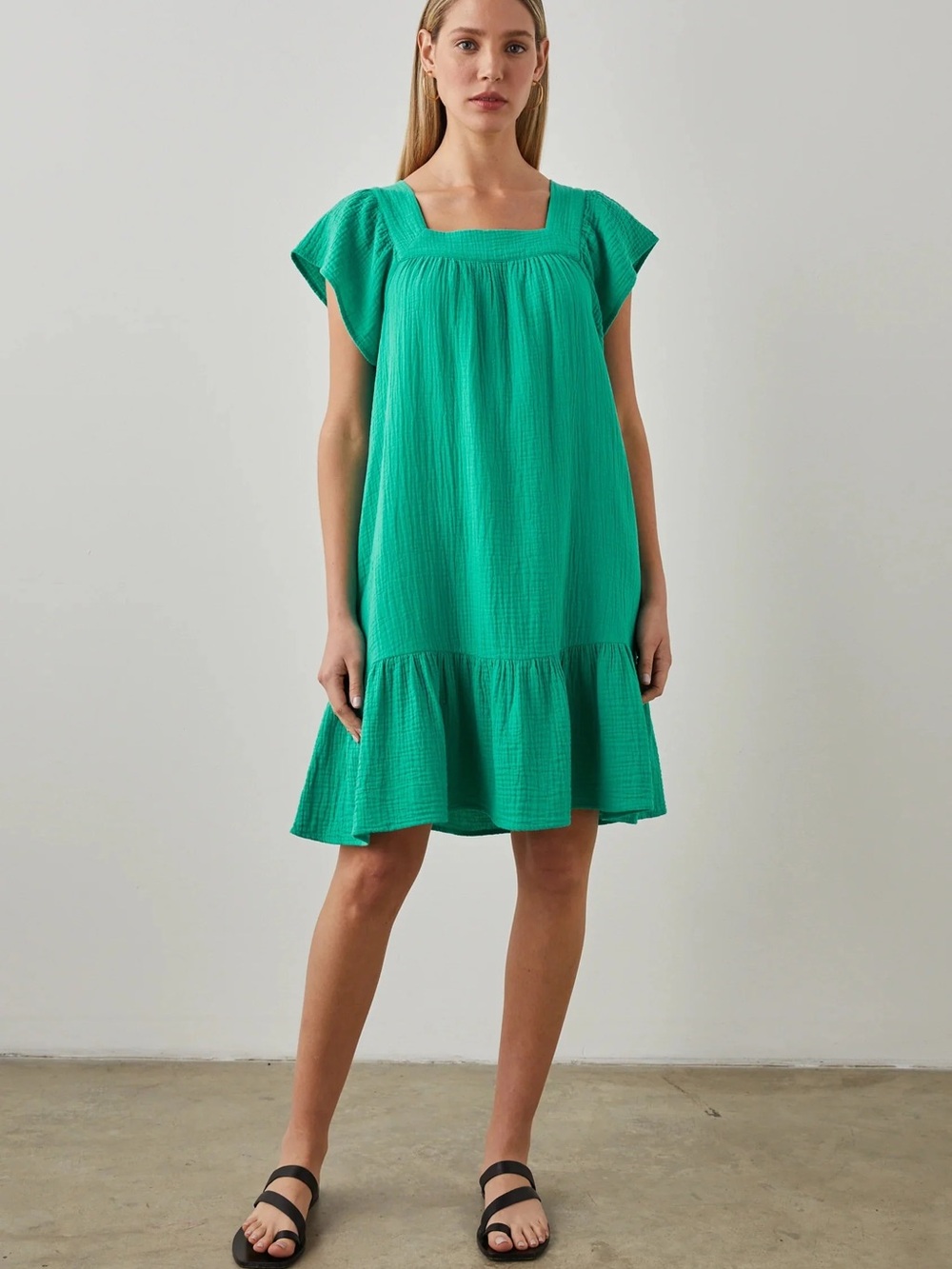 Rails Everdeen Cotton Gauze Mini Dress in Emerald size XS